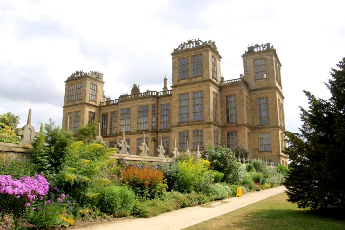 Hardwick Hall in Derbyshire in springtime.