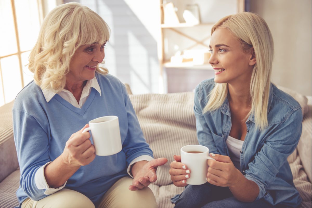 A mum talking to her adult daughter.