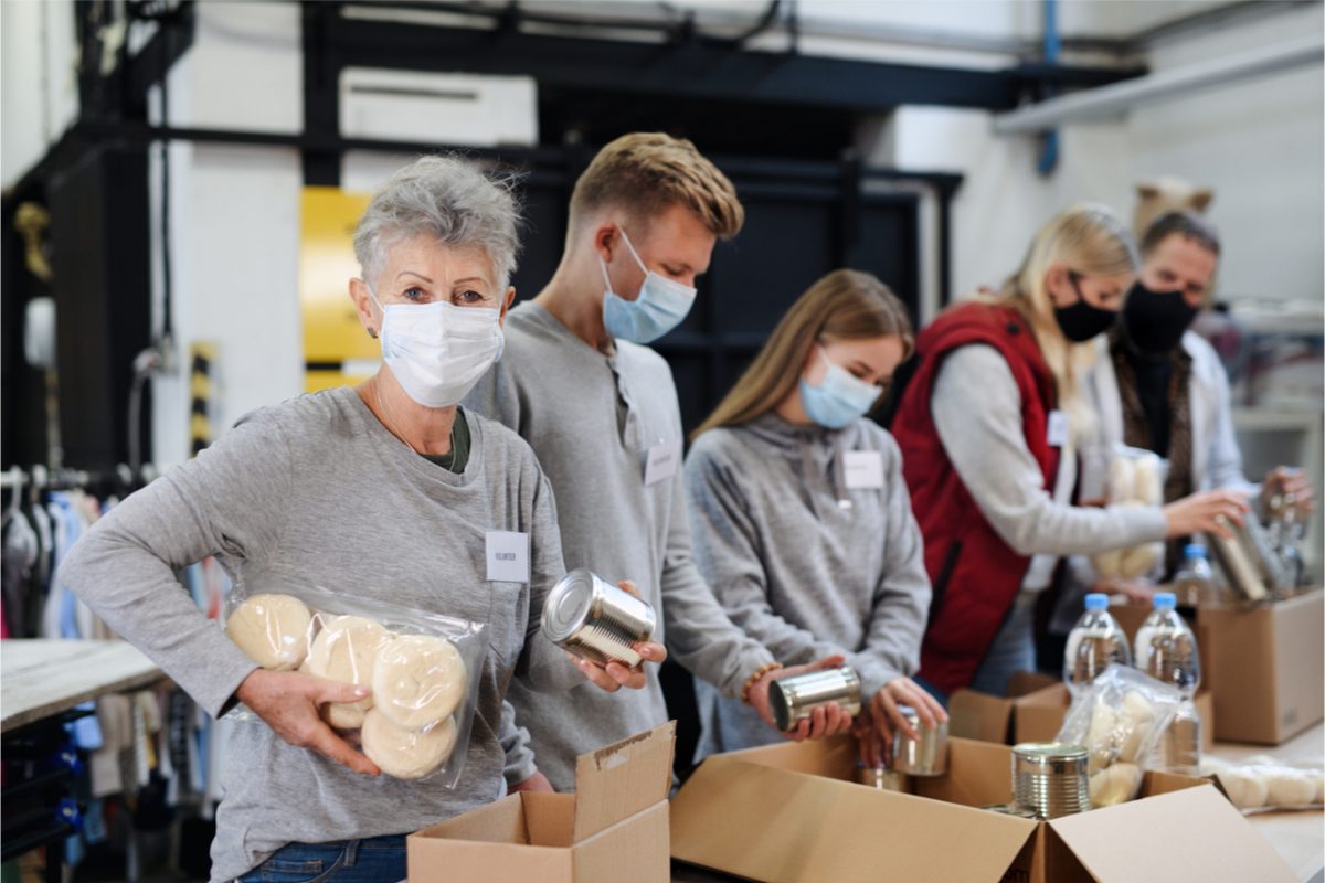 Volunteers working at a food bank.